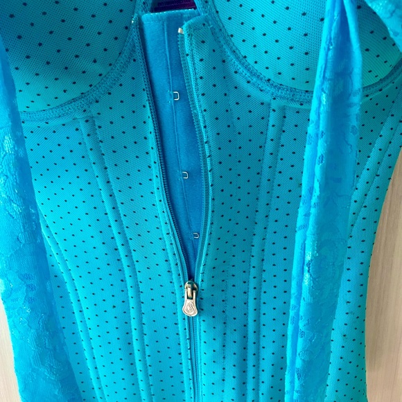 Bustier/Corset—Cerulean Blue Salomé Brand w Matching Lace Bolero (Orig Colombia) - Picture 4 of 9